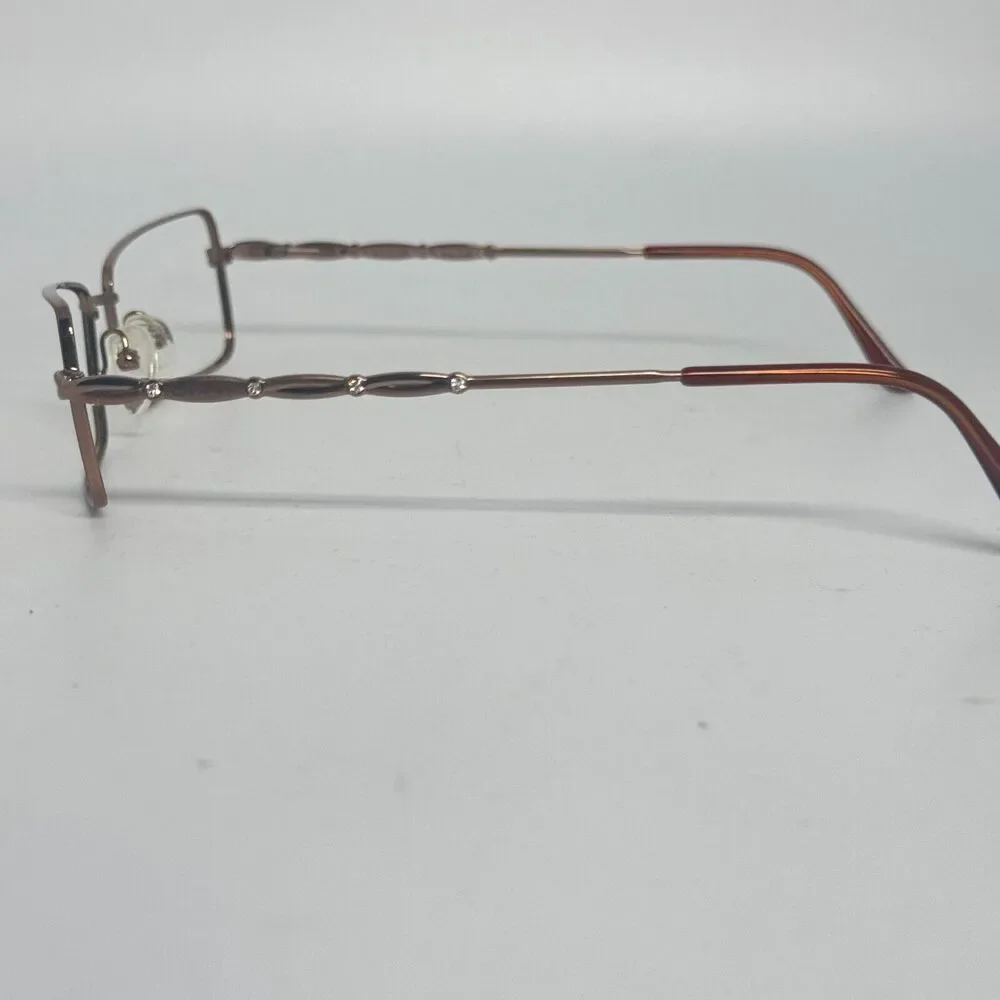 Genny 775-B 5339‎ Eyeglasses Frames Brown Rectangular Full Wire No Lens H1241
